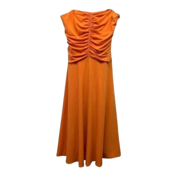 Laundry Dress Size 4 Orange Strapless Ruched Resortwear‎ Cocktail Chic NEW - Picture 2 of 8
